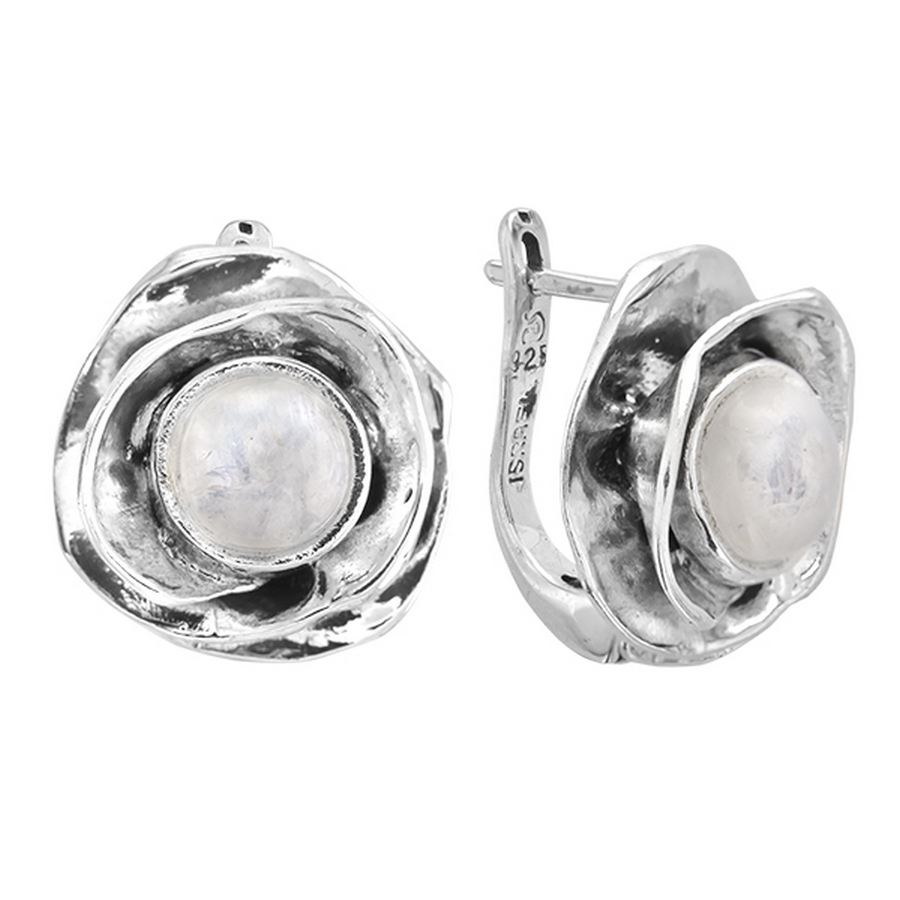 Серьги, серебро, лунный камень/лунник, SAE718