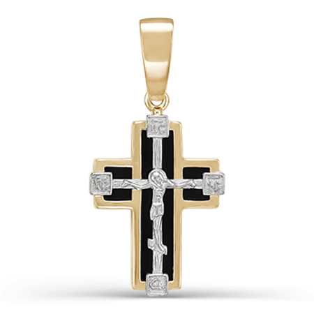 Крест, золото, фианит, 080144