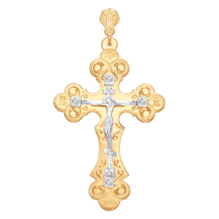 Крест, золото, фианит, 121068