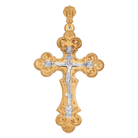 Крест, золото, фианит, 121069