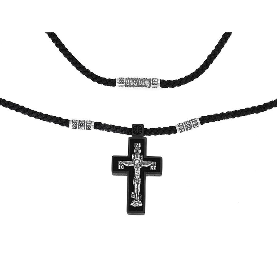 Шнурок с крестом, серебро, SОБ-305-4