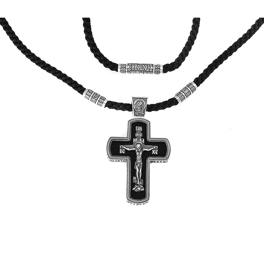 Шнурок с крестом, серебро, SОБ-328-4