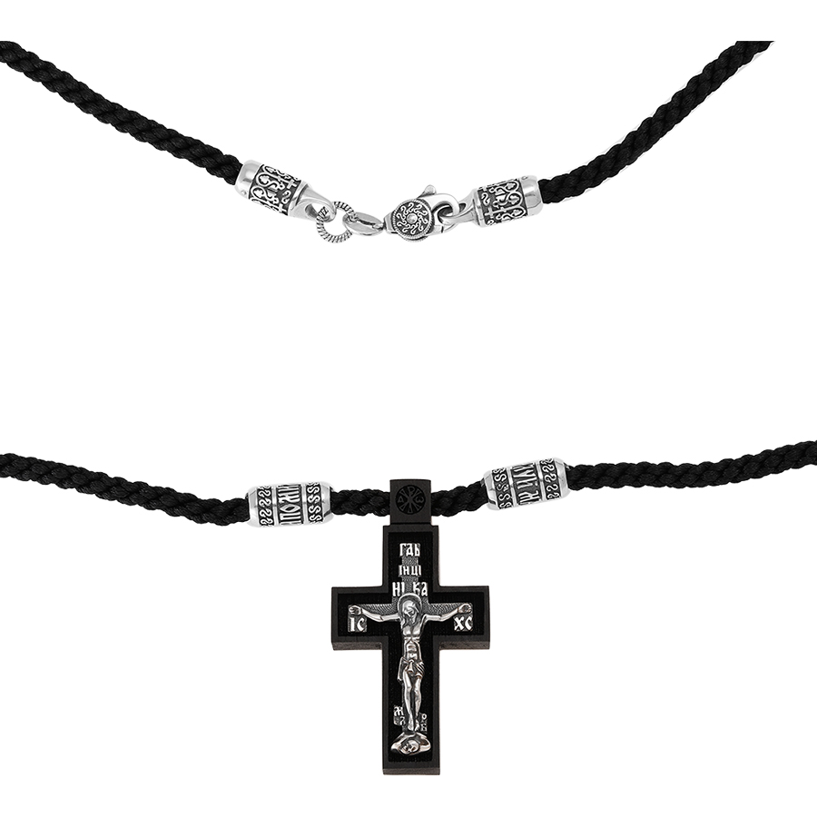 Шнурок с крестом, серебро, SОК-303-4