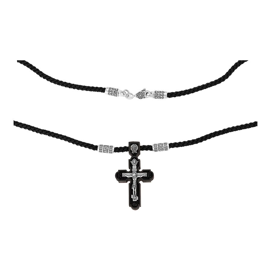 Шнурок с крестом, серебро, SОК-311-4