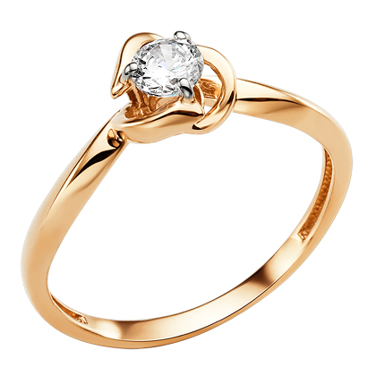 Кольцо, золото, фианит, 006011-1102